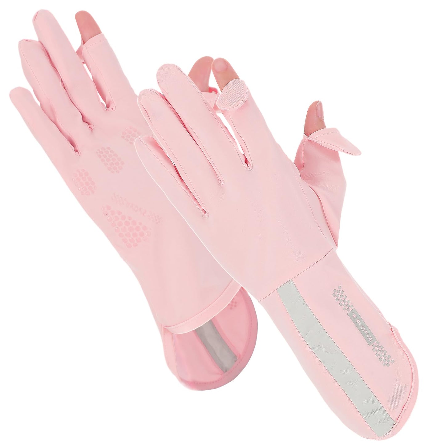 MBAIYO 2 Pairs Women's UV Protection Gloves, Ice Silk Sun Protection, Non-Slip Fingerless Gloves, Full Finger Touchscreen Thin Breathable Cycling Gloves for Summer Outdoor Cycling Driving
