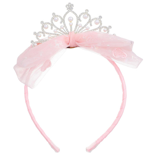 AOZUO Crown Girls Princess Tiara Crowns Headbands Cute Tulle Bows Hair Bands Crystal Queen Tiaras for Birthday Christmas Costume Bride Wedding Halloween (A)