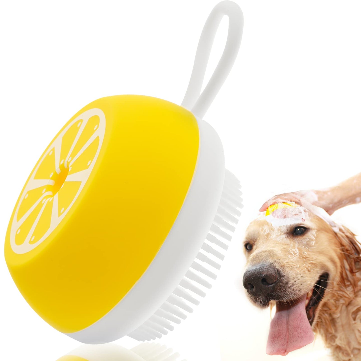 Cobee Silicone Dog Bath Brush, Soft Pet Grooming Brush Cat Dog Shampoo Brush Massage Fur Cleaning Scrubber Pet Bath Tool Shower Brush for Long Short Hair Pet(Yellow)