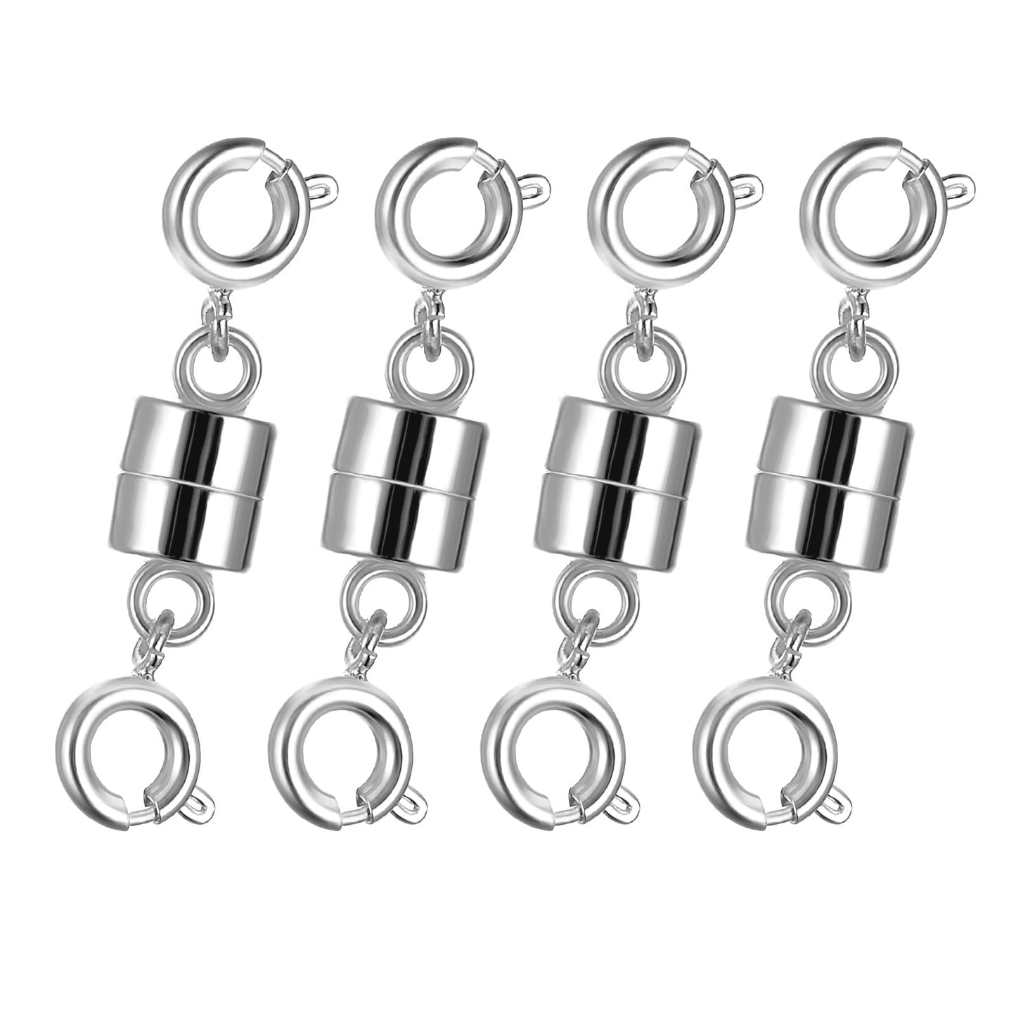 TIESOME 4PCS Double Magnetic Necklace Clasps and Closures, Necklace Extenders Magnetic Jewelry Clasps Bracelet Extender Converter for Bracelet Necklaces Chain DIY Jewelry Making(Silver)