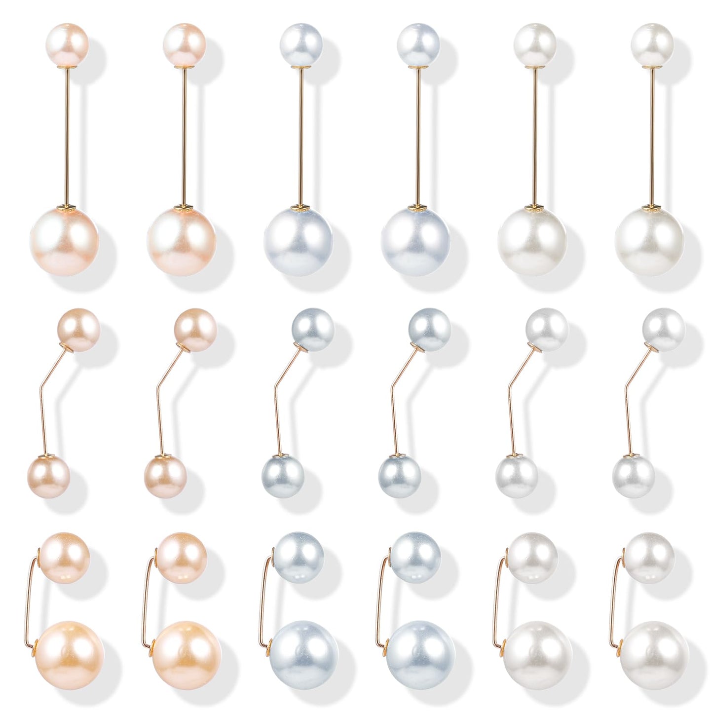 cobee 18 PCS Pearl Brooch, Scarf Pin Set Brooches and Pins for Women Fashion Faux Pearl Brooches Pin Sweater Shawl Pins For Clothes Women Girl Costume Accessory