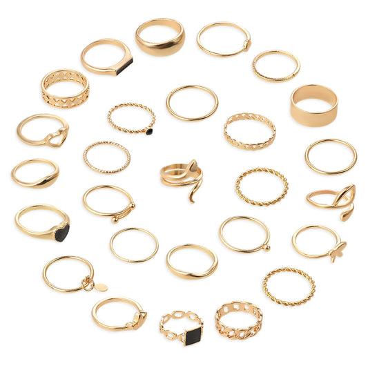 TIESOME 27 PCS Gold Knuckle Rings Set for Women Girls, Stacking Rings Vintage Boho Joint Finger Rings Midi Rings for Teen Girls Stackable Rings Jewelry Accessories Pack for Gift