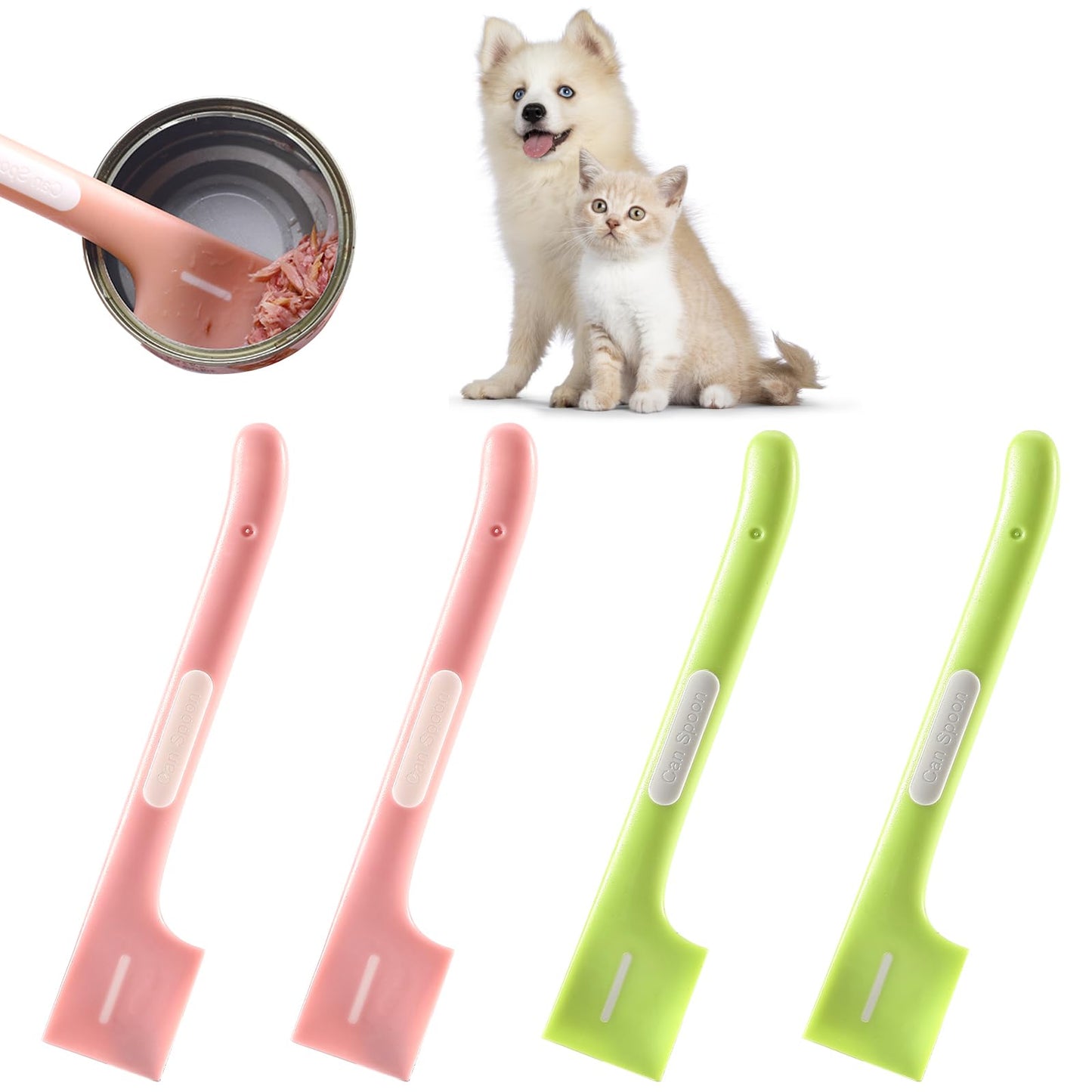 Yuanchu 4 Pcs Pet Food Spoon Set, Pet Food Mixing Spoons Cat Wet Food Spoon Dog Food Scoop Cat Food Spoon Spatula Food Can Spoon for Dogs and Cats