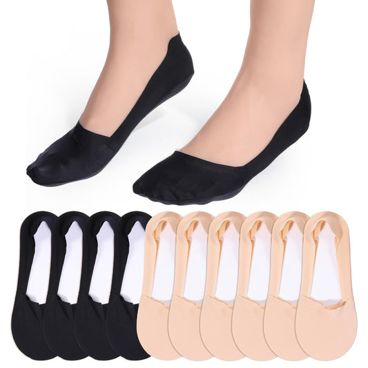 LIQWEI 8 Pairs Women No Show Socks, Non Slip Liner Socks Light And Soft Womens Flat Sock, Invisible Low Cut Sock Thin Women for Flat Boat