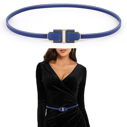 AOZUO Metal Belts for Women, Elastic Skinny Waist Chain Belt Adjustable Stretchy Waist Cinch Belt for Dresses, Jeans, Blue, 70-110cm/28-43in