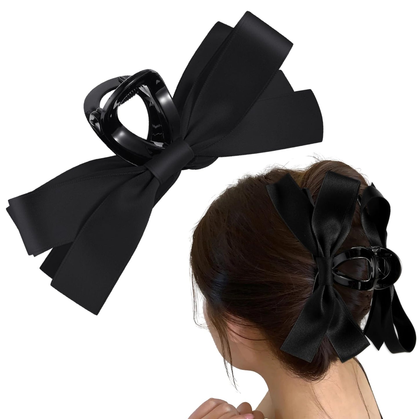 simarro Hair Bow Clip for Women Girls, Bowknot Hair Ribbon Clips Big Bows Hair Claw Clip Nonslip Claws Clamps Hair Clips Aesthetic Hairclips Dress Up Accessories Deco for Birthday Party Wedding