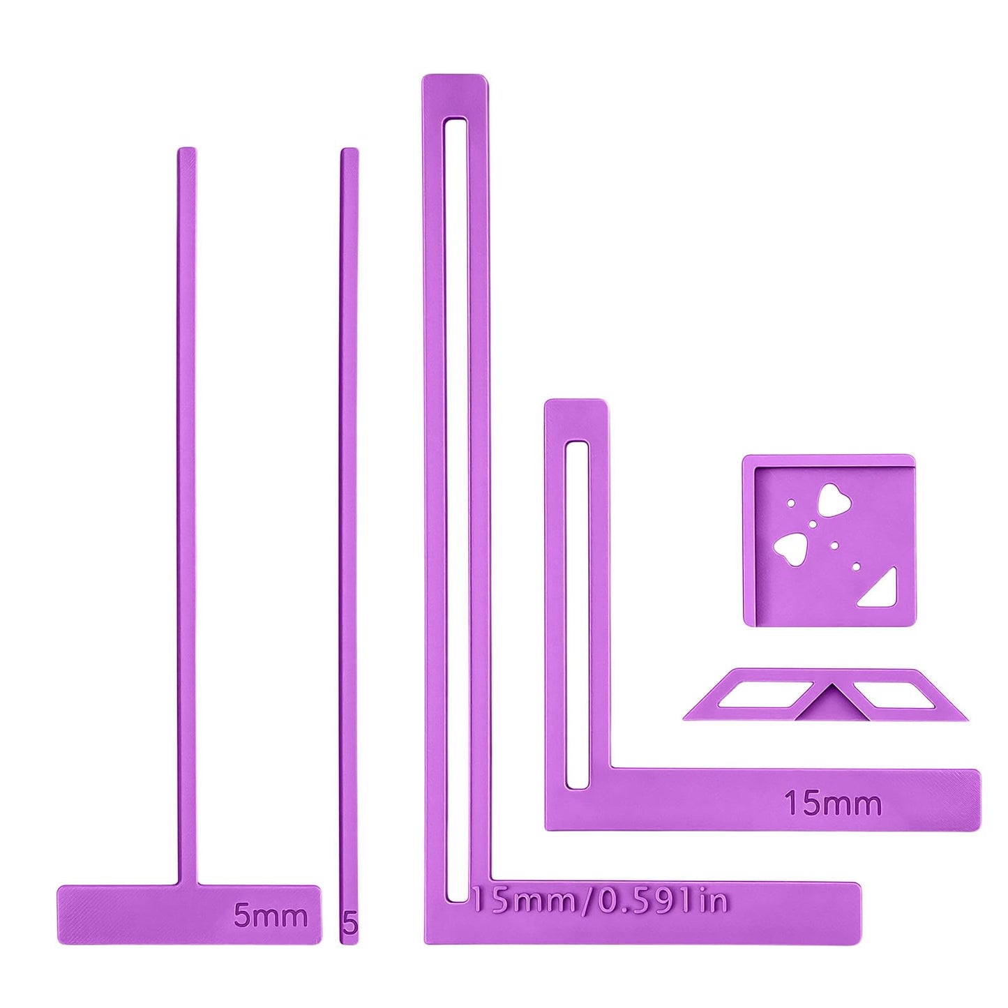 DOPENSPI 6 Pcs Bookbinding Tool Kit, Plastic Ruler Template Set Scrapbooking Supplies Includes L-Shape T-Shape Rulers for DIY Journal Notebook Making Starter Guide(Purple)