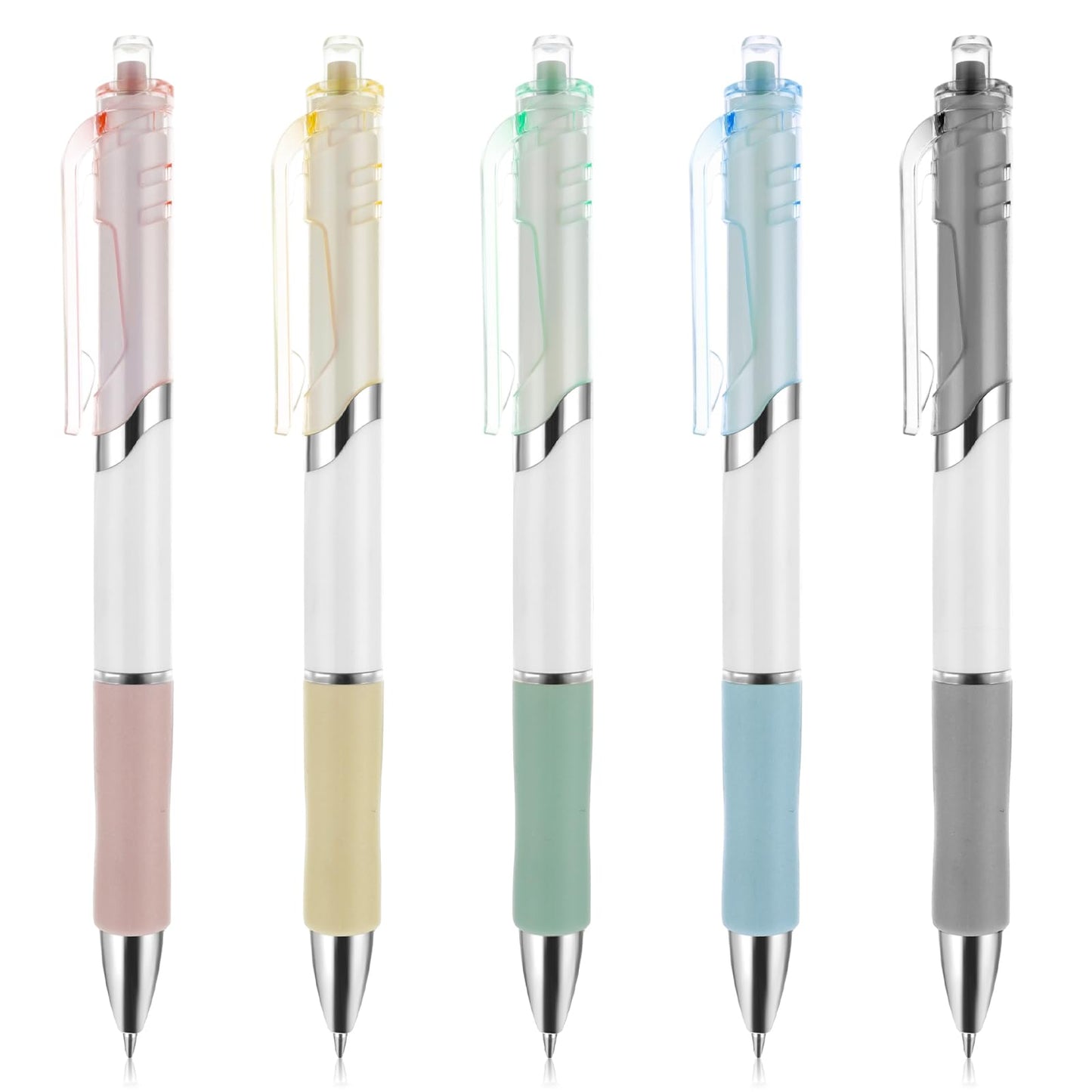 Amabro 5Pcs Gel Pens, 0.5mm Black Ink Retractable Gel Pens Rolling Ball Gel Pens Fine Point Fast Dry Smooth Writing Aesthetic Pens for School Office Home Supplies