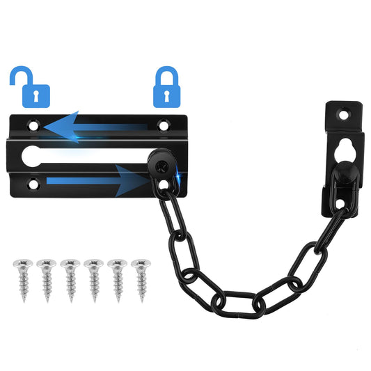 Amaxiu Door Security Chain Lock, Heavy Duty Latch Chain Door Lock Anti-Theft Internal Front Lock Sturdy Guard Thickened Chain Lock Child Proof Slide Restrictor for Home Hotel Apartment Bedroom(Black)