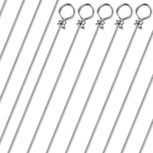 JJUNW 30pcs Fishing Looped Spinner Shaft, Stainless Steel Spinner Bait Wire Fishing Lure Making Supplies Fishing Lure Making Kit for Freshwater Bass Trout Walleye Salmon Catfish