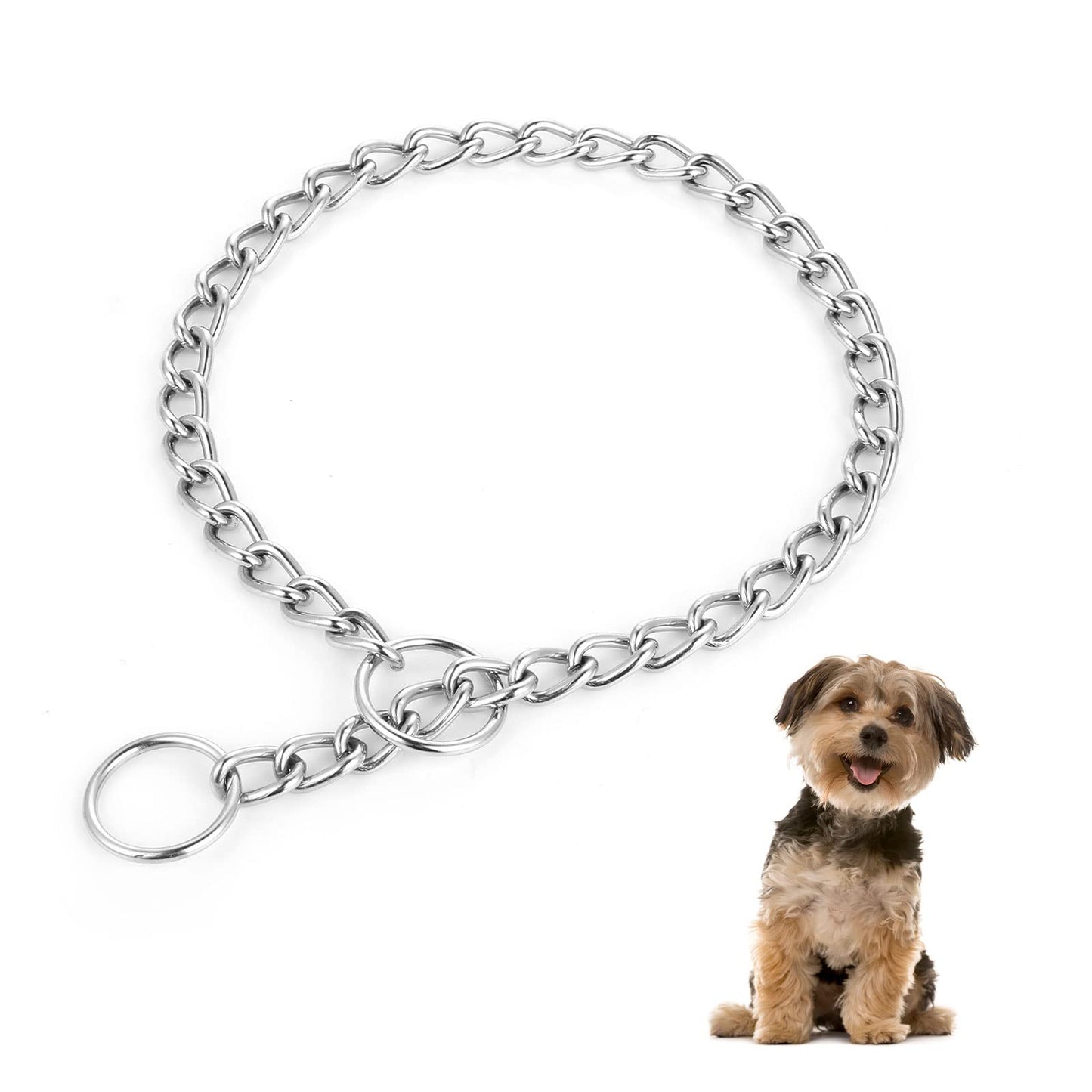 TIESOME Dog Chain Collar, Pet Adjustable Metal Chain Collar Row Neck Leash Gear Choke Chain Heavy Duty Walking Training for Small Medium Large Dogs (60cm)