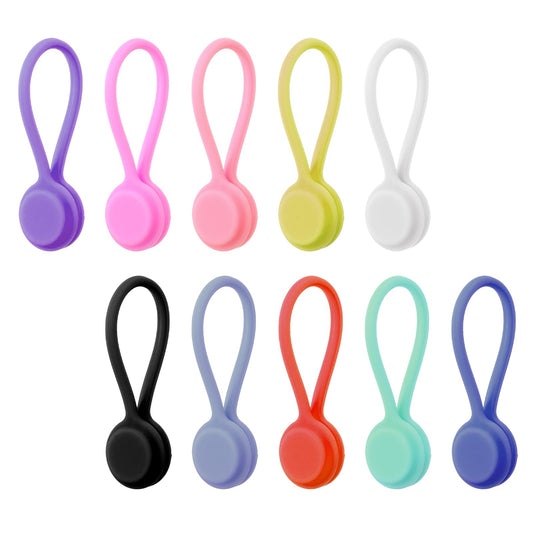 JIYIN Magnetic Cable Ties, 10 Pack Silicone Cable Ties Cord Organizer Reusable Cord Twist Ties, USB Magnet Strap Ties for Charging Wire Organizer Earphone Cords Wrap Fridge Magnets Storage or Travel