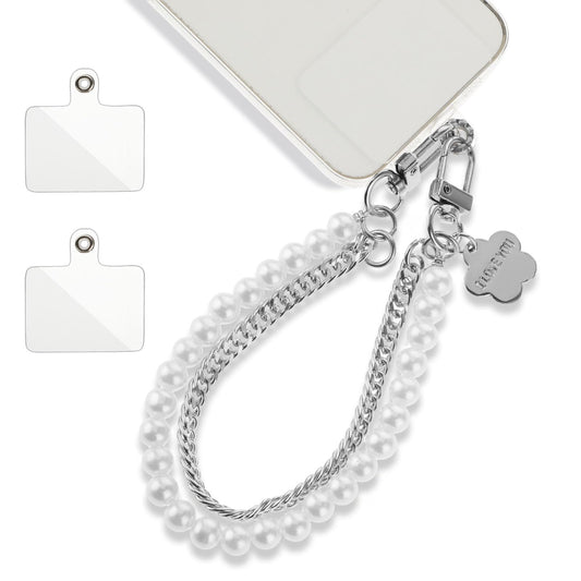 Giantree Universal Phone Lanyard, Cell Phone Pearl Chain with 2Pcs Back Patch Phone Charms Wrist Strap Fit for Most Cell Phones & Phone Case (Color 8)