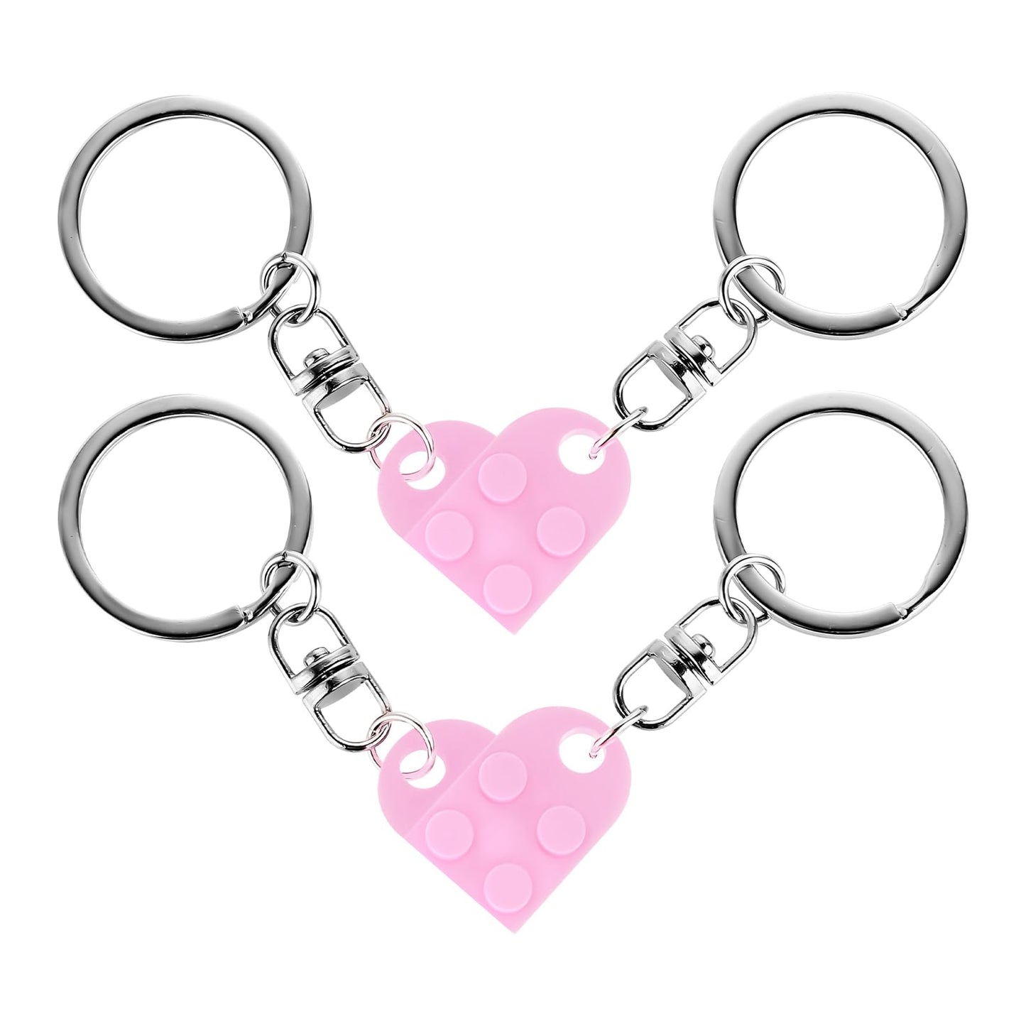 TIESOME Heart Keychain Set for Couples, 2 Pcs Personalized Brick Matching Couple Heart Keychain Cute Brick Heart Keyrings (Pink)