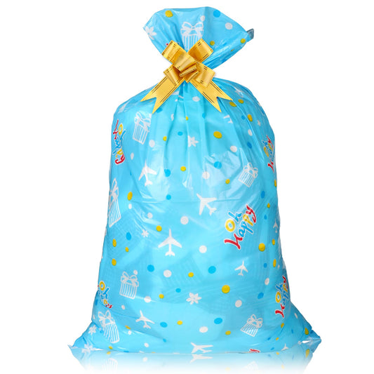 Giantree Jumbo Large Gift Bag, Oversized Gift Bag for Birthday Gift Extra Large Plastic Gift Bag with Latte Huge Gift Wrap Bag 56" x 36" Wrapping Bag for Large Gift Giant Gift Bag(Blue)