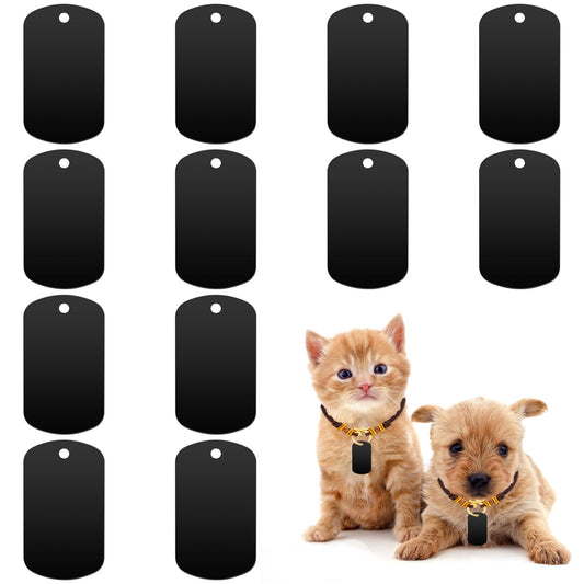Jeffdad 25pcs Aluminum Blank Tags, Black Stamping Blanks Engraving Blanks Metal Keychain Dog Tag for Engraving Crafts(Square)