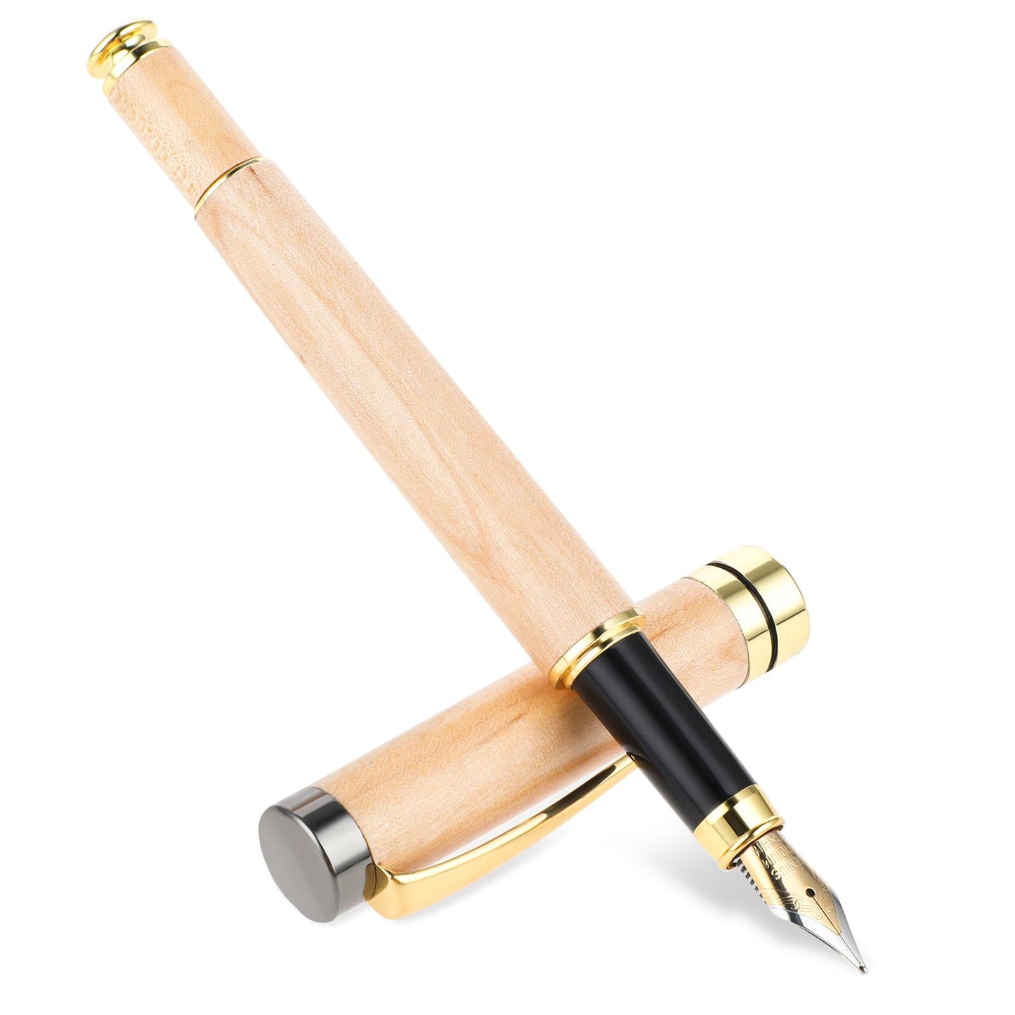 cobee Natural Wood Fountain Pens, luxury Fountain Pen 0.7mm Fine Point Pen Fancy Vintage Fountain Pen Business Pen Smooth Writing for Journaling Calligraphy Gift Supplies(Brown)