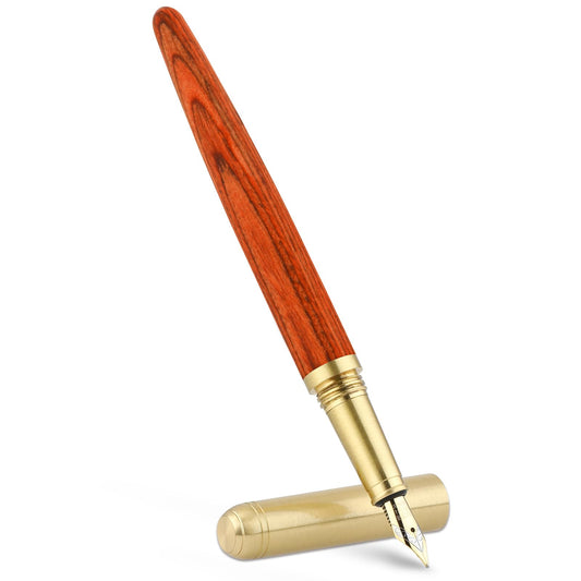 Andibro Handcrafted Wooden Fountain Pen, 0.5-0.6mm Natural Wood Fountain Pen Fine Point Pen Vintage Luxury Pen Smooth Writing Business Pen With Ink Refill Converter for Journaling Calligraphy(G)