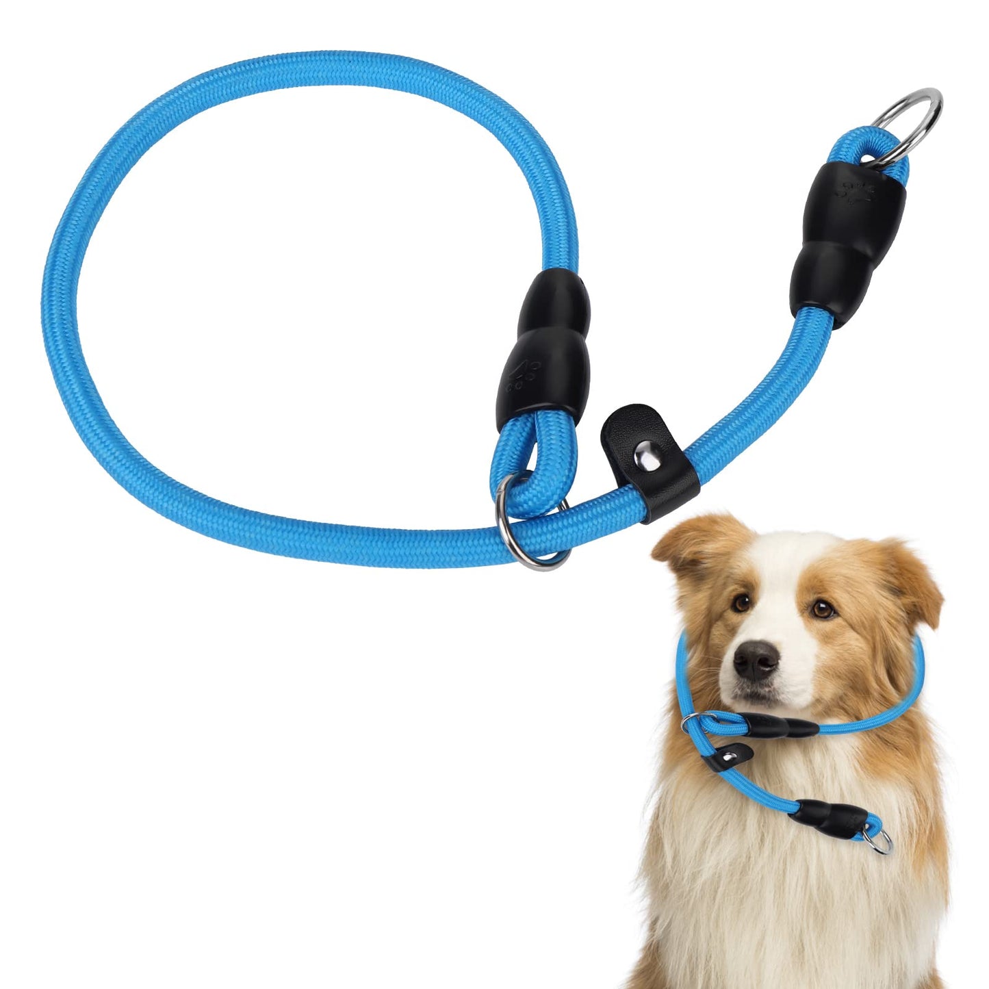 TIESOME Slip Collar Dog Training Choke Collar, Round Nylon Rope Collar No Pull P-Collar for Small Medium Large Dogs (Blue M)