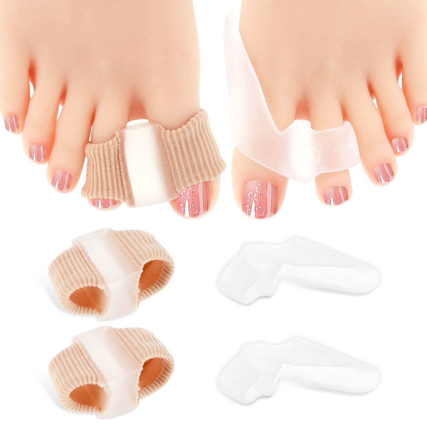 Andibro 4Pcs Gel Bunion Toe Separators, Bunion Corrector Soft Big Toe Spacers with 2 Loops Big Toe Straightener Suitable for Bunion and Overlap Toe