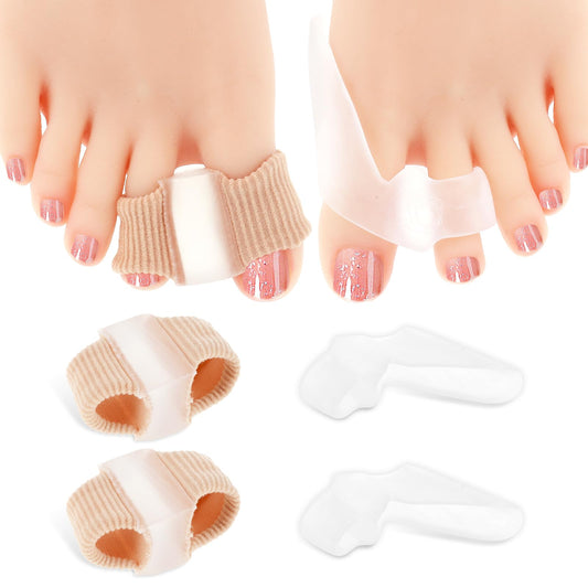 Andibro 4Pcs Gel Bunion Toe Separators, Bunion Corrector Soft Big Toe Spacers with 2 Loops Big Toe Straightener Suitable for Bunion and Overlap Toe