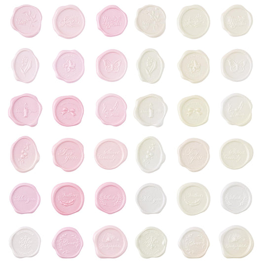 Amaxiu 36 Pcs Wax Seal Stickers, Colorful Wedding Party Invitation Envelope Seal Stickers Postage Stamps Seals Sticker for Birthday Shower Presents Craft Scrapbook Gift(Pink+Yellow)