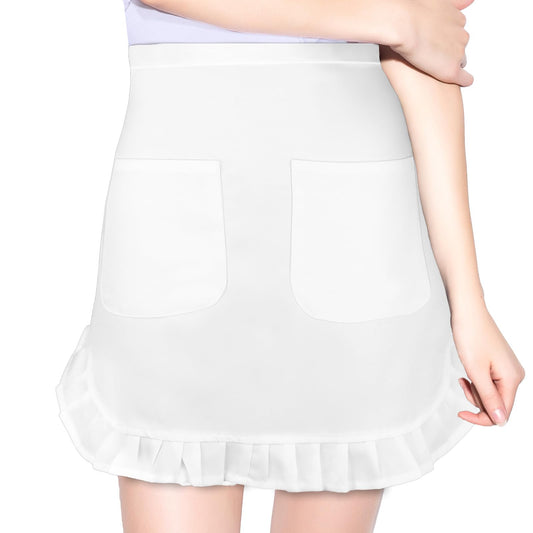 Giantree Women's Waist Apron with 2 Pockets, White Half Apron Waitress Servant Costume Apron for Kitchen Cooking Restaurant Bistro Coffee Shop (White)