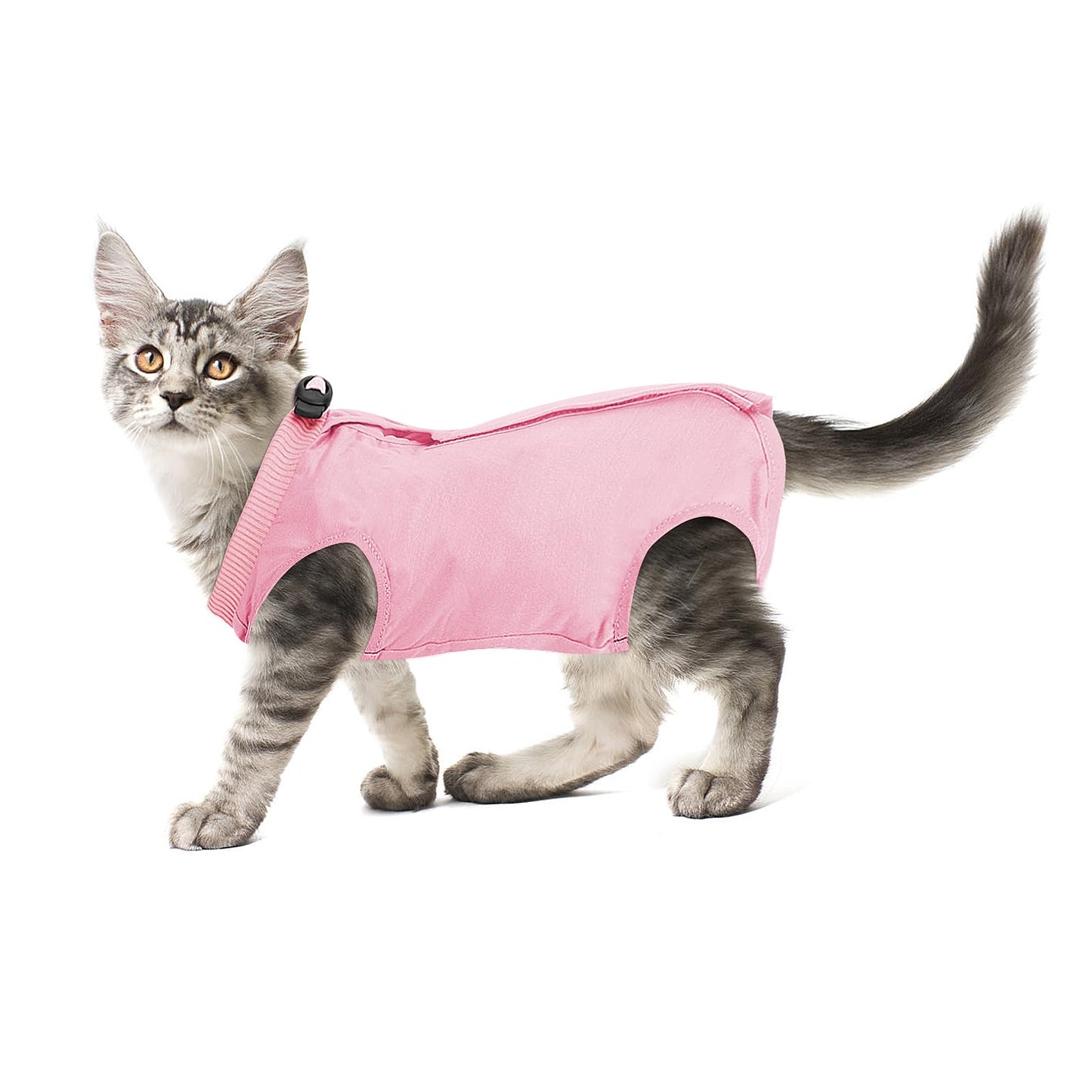 cobee Cat Professional Recovery Suit for Abdominal Wounds or Skin Diseases, Kitten Surgery Recovery Suit E-Collar Alternative for Cats After Surgery Wear Pajama Suit (L Size, Pink)