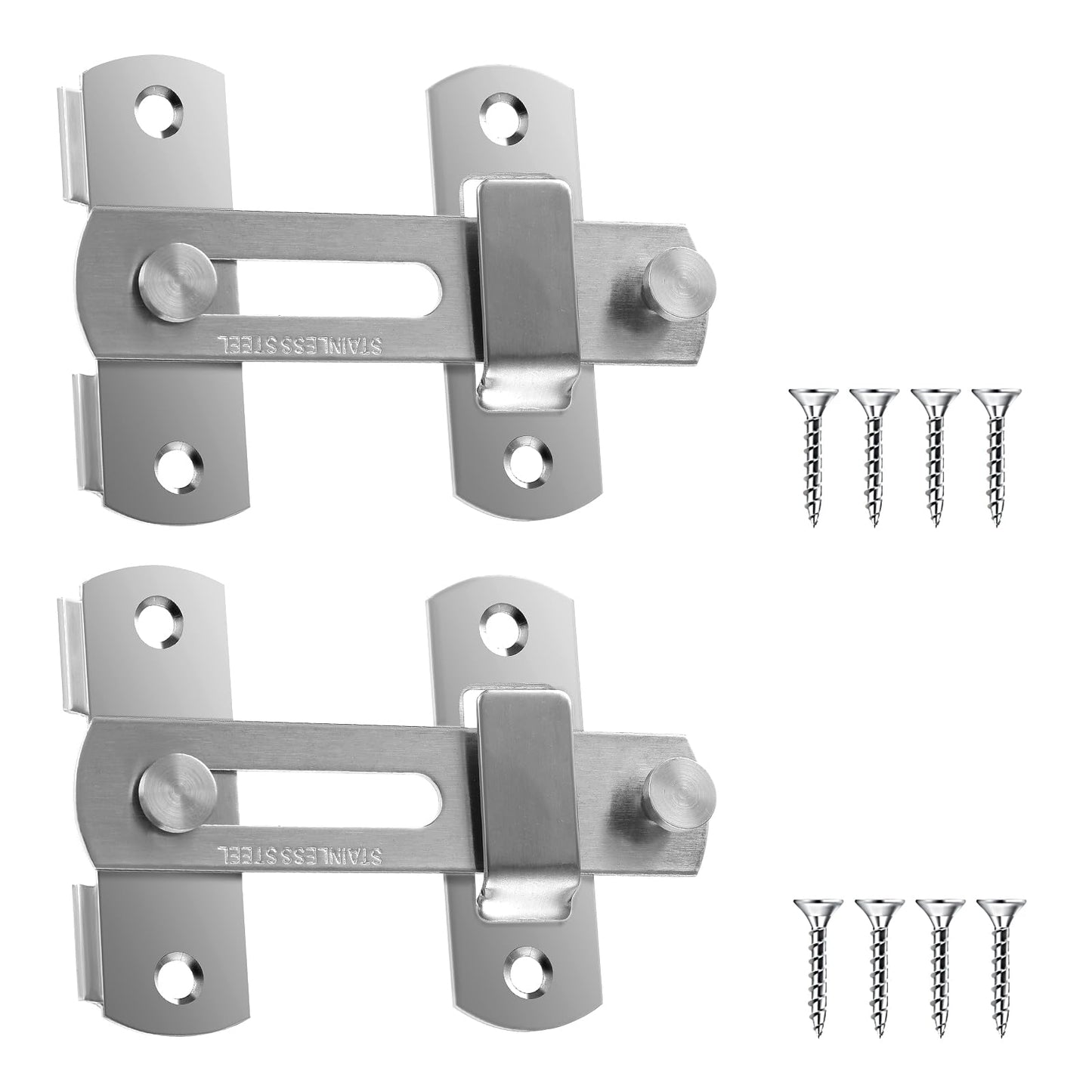 TIESOME Stainless Steel Flip Door Latch, 2 Set Barn Sliding Gate Latches Wooden Door Lock Hook Lock for Cabinet Fence Wine Bi-fold Door
