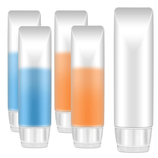 JJUNW 5 PCS Travel Bottles, 1 oz Travel Bottles for Toiletries Empty Refillable Toothpaste Tubes Containers, Small Mini Size Squeeze Toiletry Liquids Dispensers Leak Proof TSA Approved