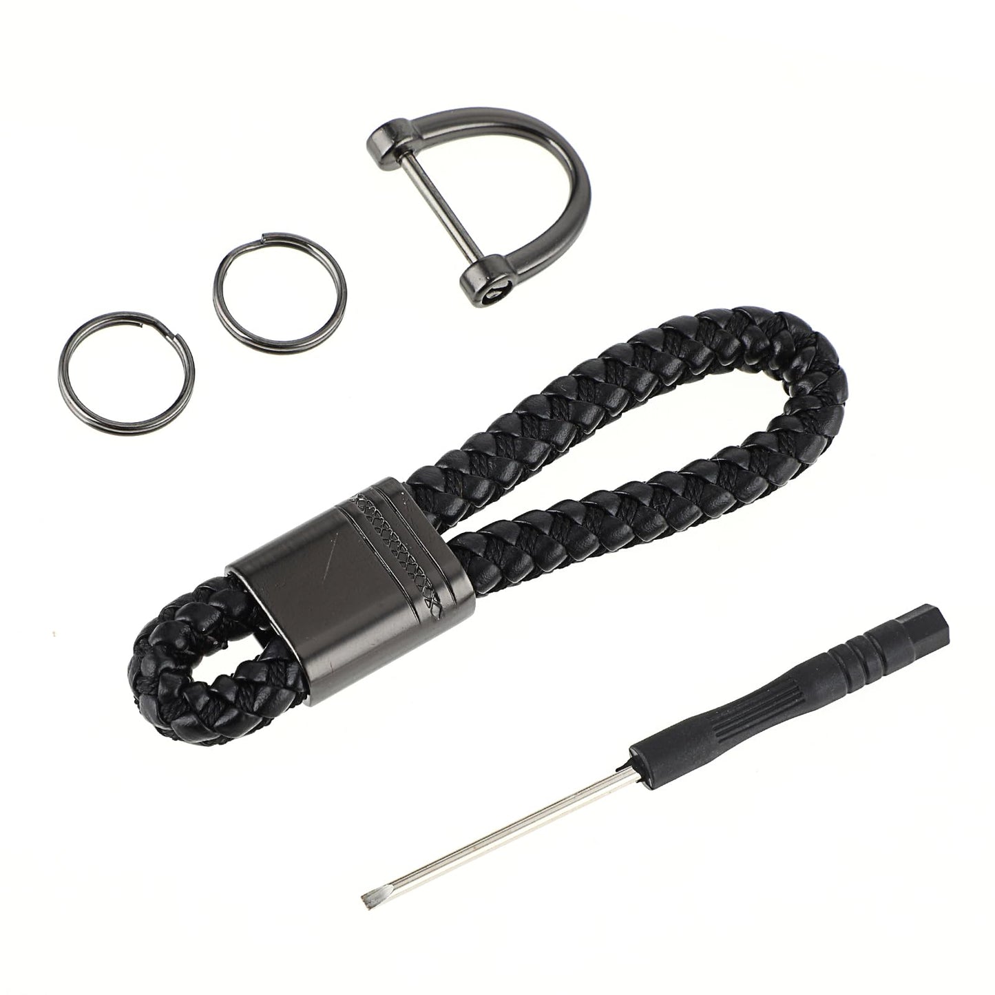 simarro Car Keychain Holder, Universal Finger Lanyard Strap Key Fob Anti-Lost Car Keychains Portable Car Keychain with 2 Keyrings and Repair Bar(Black)