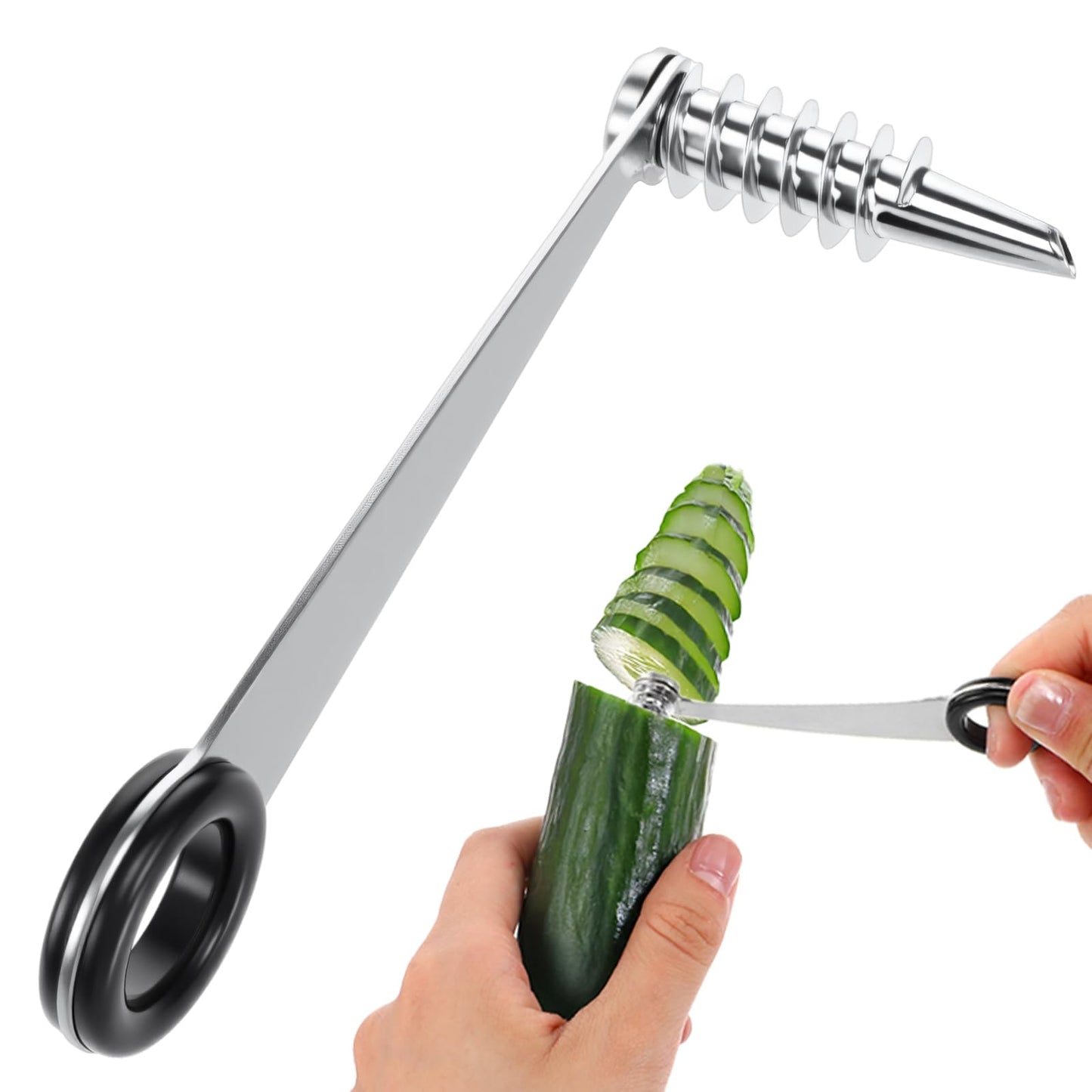 XLIUAX Piranha Spiral Cutter Potato Spiral Cutter Vegetable Spiral Cutter Stainless Steel for Cucumbers, Carrots, Zucchini and Apples