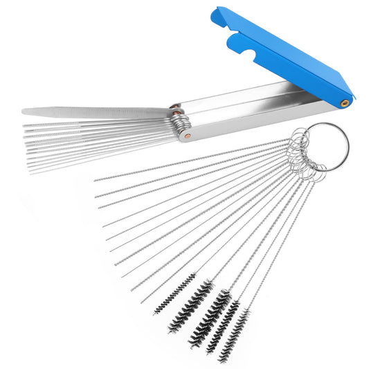Andibro Torch Tip Cleaner Kit, Carburetor Cleaning Set, Carbon Dirt Jet Remove Cleaner 13 Cleaning Wires + 10 Cleaning Needles + 5 Nylon Brushes Throttle Body Cleaner Tool Welding Tip Cleaner(A)