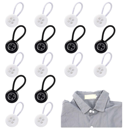 Jeffdad 16-Pack Shirt Collar Extensions, Dress Shirt Button Extenders Neck Extensions Waist Button Extenders for Shirts Dress Jackets Pants Cuffs