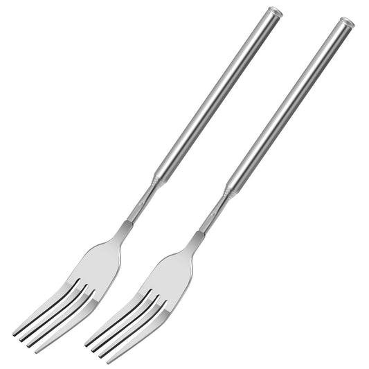 Giantree Telescopic Fork, 65cm Long Extendable Fork Stainless Steel Retractable Fork Extendable Dinner Fruit Dessert Fork 8.7~25.6inch