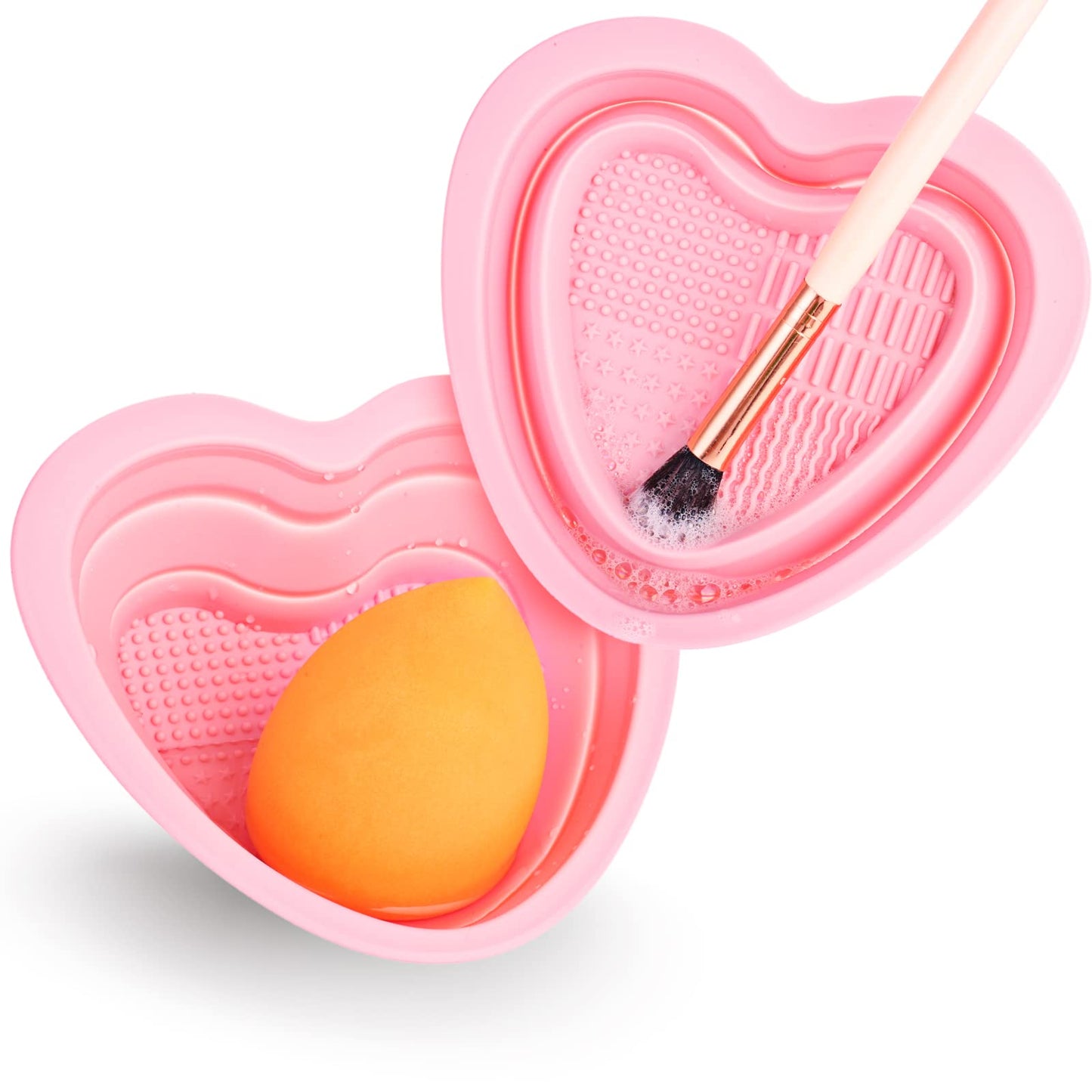 cobee 2 Pieces Foldable Makeup Brush Cleaner Mat, Silicone Makeup Brush Cleaner Bowl Scrubber Portable Washing Tool Cosmetic Brush Cleaner for Makeup Sponge Brush Powder Puff