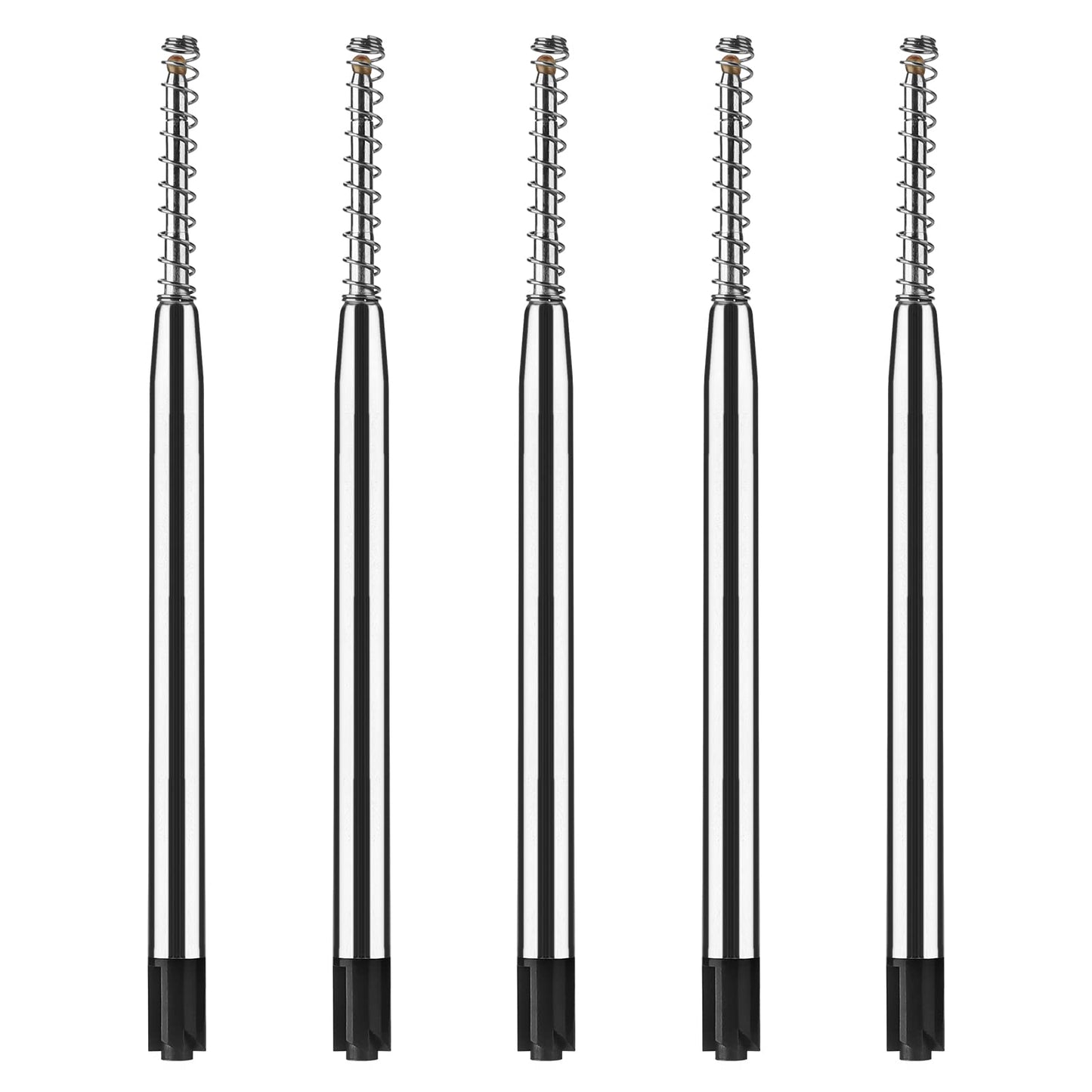 Giantree Replaceable Ballpoint Pen Refills, 5pcs 0.7mm Retractable Metal Ball Point Refills with Spring Smooth Writing Pen Refills for School Office Supplies (Metal Black)