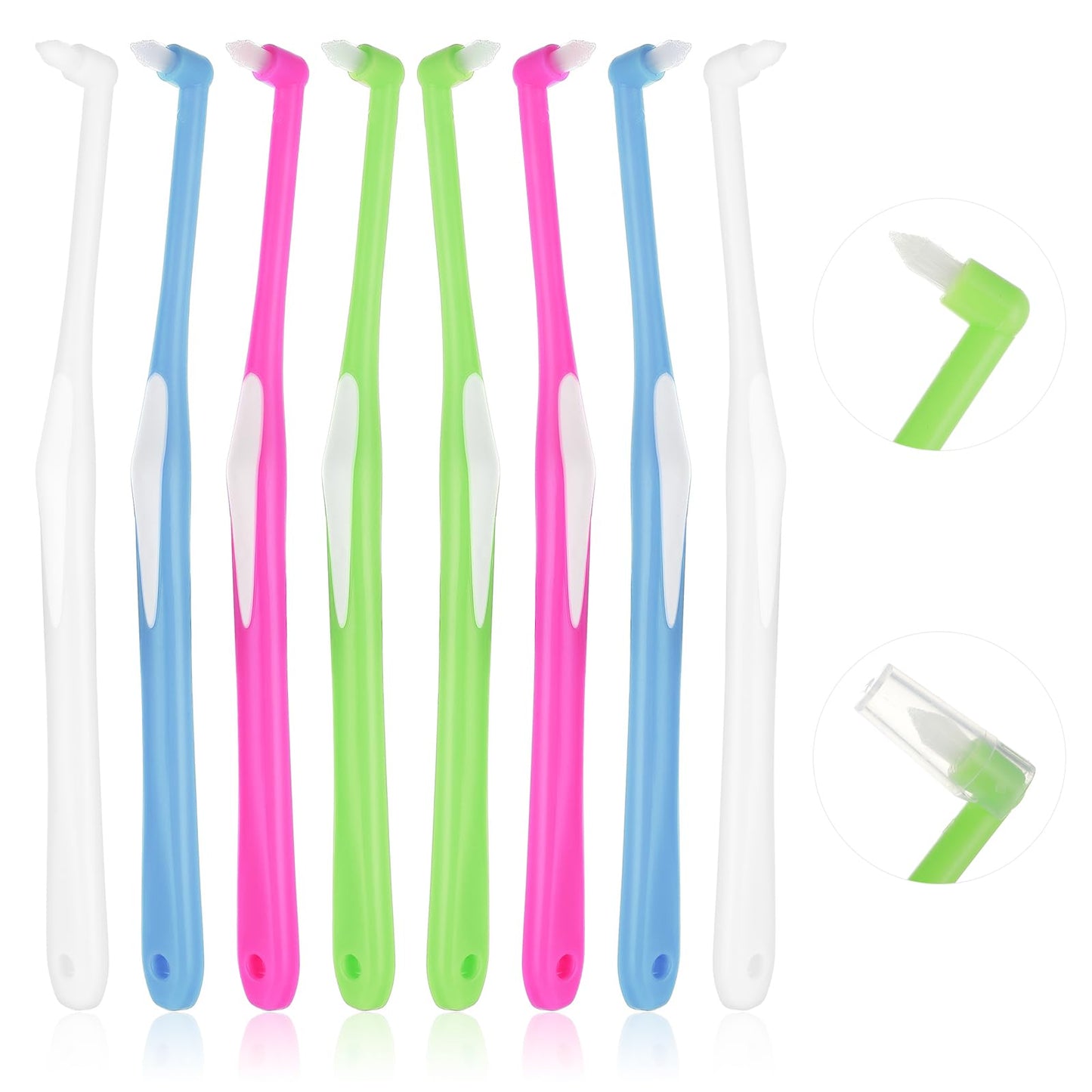 TIESOME 8PCS Single Tufted Toothbrush, Interdental Tuft Tooth Brush Soft Trim Toothbrush Single End Small Head Toothbrush for Interspace Detail Cleaning