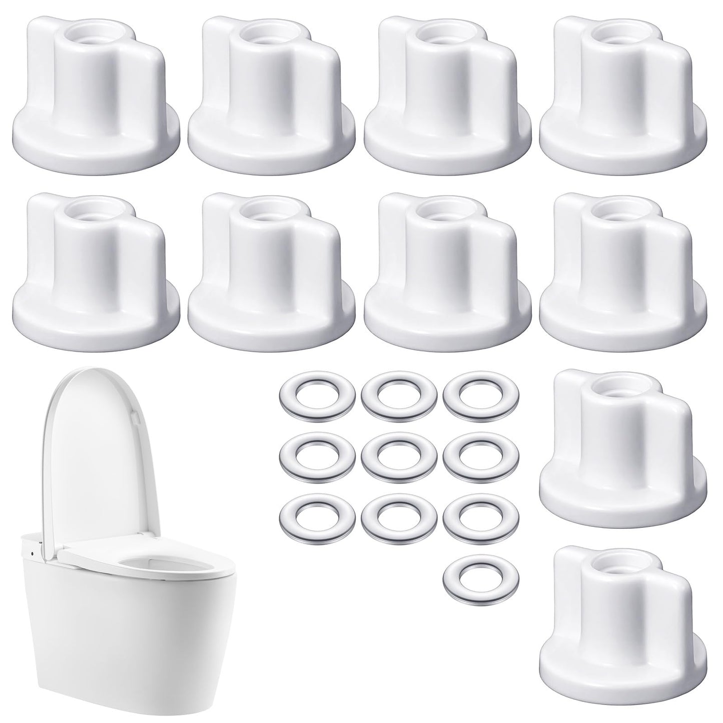 WJIAAA Set of 10 Toilet Seat Back Nuts Set, Toilet Lid Attachment, Toilet Lid Attachment Replacement for Top Mounted Toilet Seat Hinges 6 mm Screws