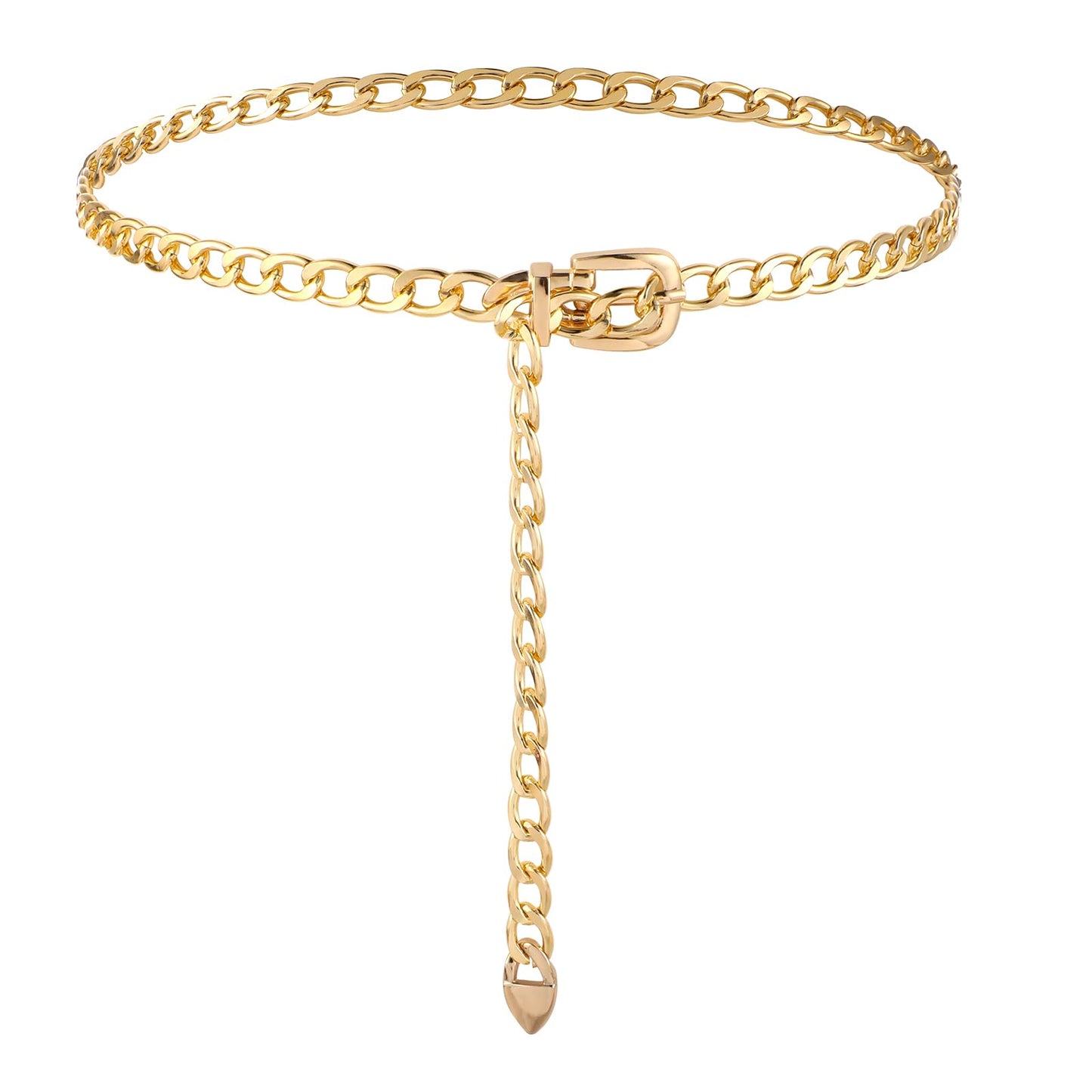 Bewudy Gold Chain Belts For Women Girls, Adjustable Gold Metal Waist Chain Chunky, Metal Chain Belt for Jeans Dresses(Gold)