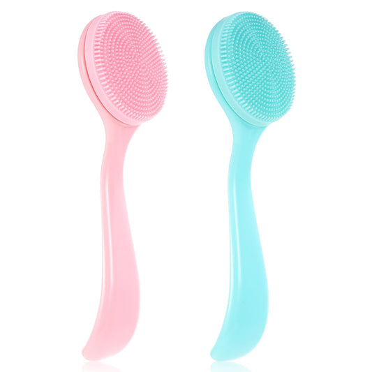 BOHUIZ 2Pcs Silicone Face Brush Manual Face Scrub Brush, Soft Facial Cleansing Brushes Waterproof Exfoliating Brushes Skin Friendly Cleaner Scrub for Blackheads Makeup Residues Removal