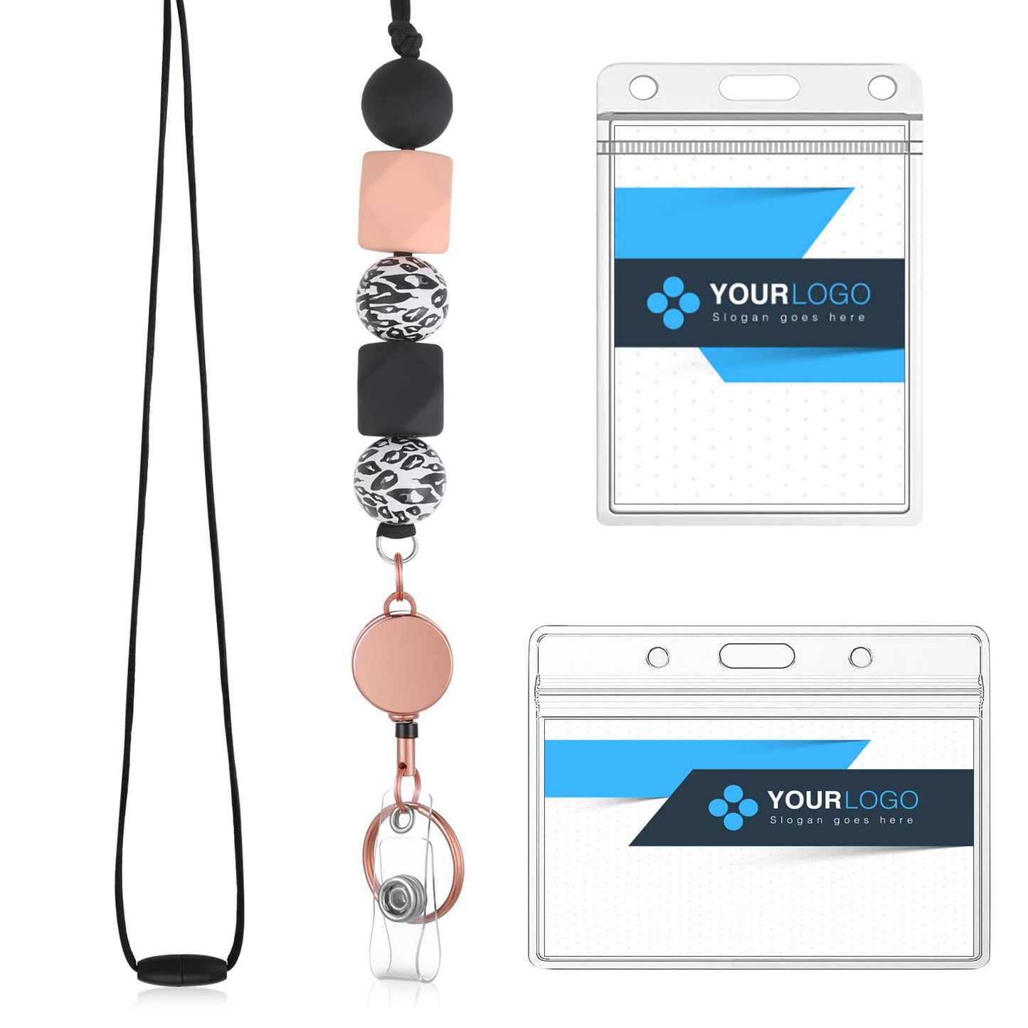 TIESOME Retractable Lanyard with 2 Style ID Badge Holders, Stylish Teacher Lanyard Cute ID Card Holder Lanyard Waterproof ID Card Sleeves for Women Nurse Teacher Staff School Office Supplies