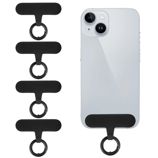HJZHII Pack of 4 TPU Material Mobile Phone Chain Universal Tether Tabs, 6 x 1.6 cm Mobile Phone Chain Holder Lanyard Patch, Mobile Phone Anti-Theft Mobile Phone Strap Pads with Metal Ring for Most