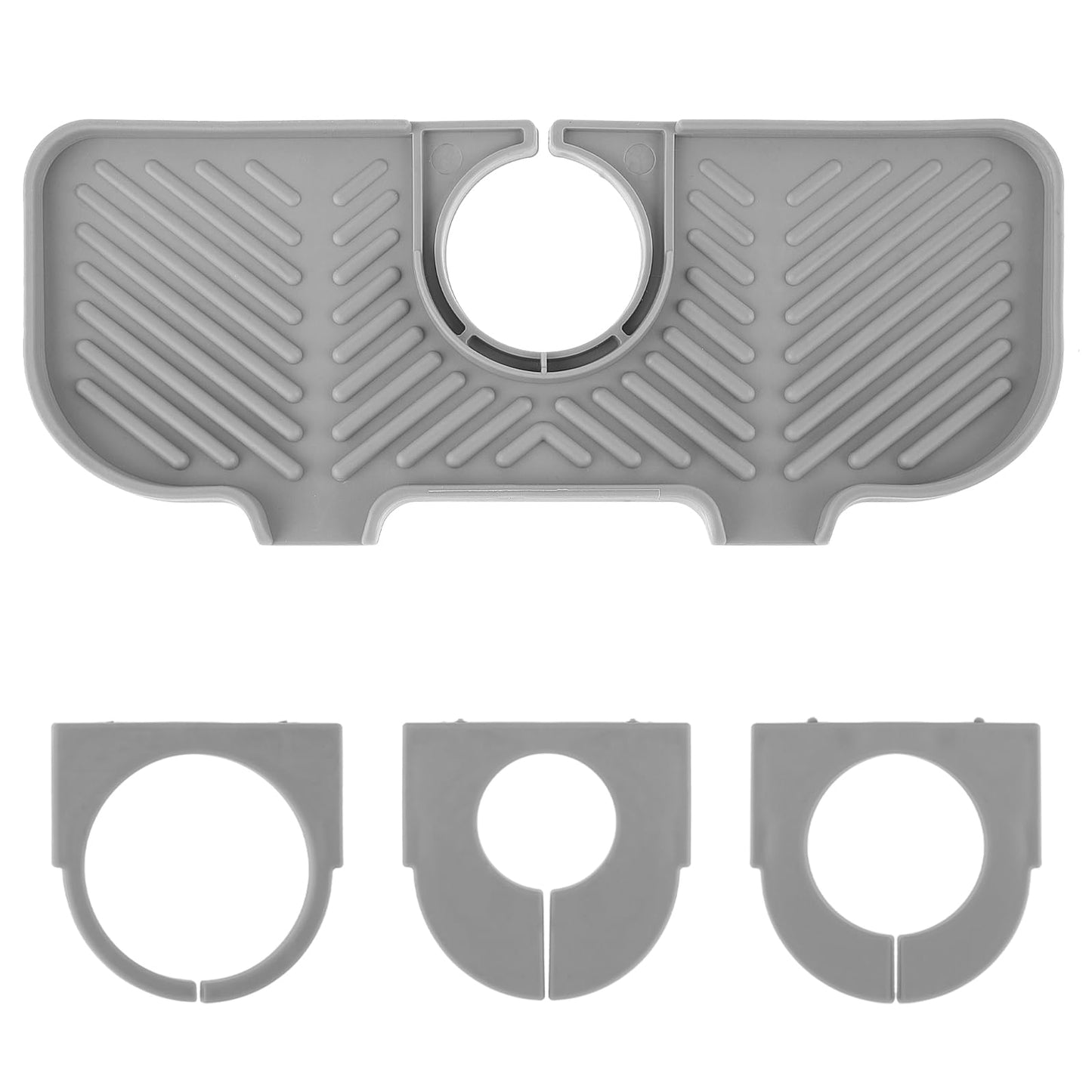 GEEHUA Kitchen Sink Splash Guard, Silicone Faucet Draining Mat Kitchen Drainer Pad Water Drainer Catcher Tray Faucet Mat Organizer for Kitchen Bathroom Worktop Protect(Grey)