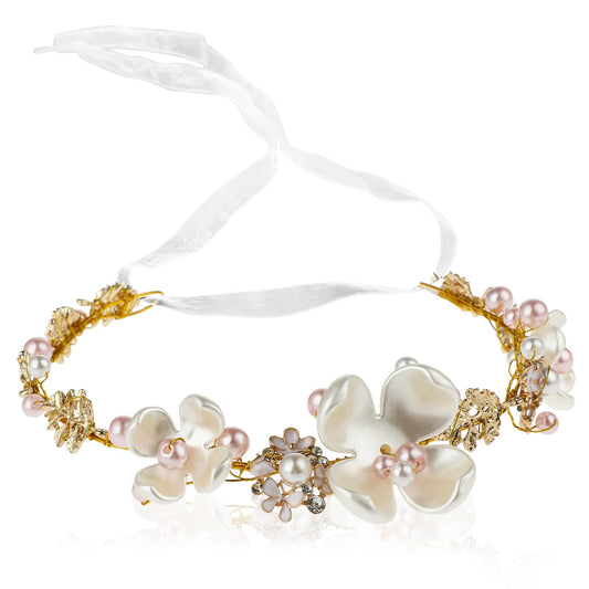 Giantree Flower Girl Headpiece, Wedding Hair Accessories for Kids Wedding Headpiece for Bride Flower Girl Princess Crystal Pearl Hair Accessories for Birthday Party Photography Prom Hair Accessories