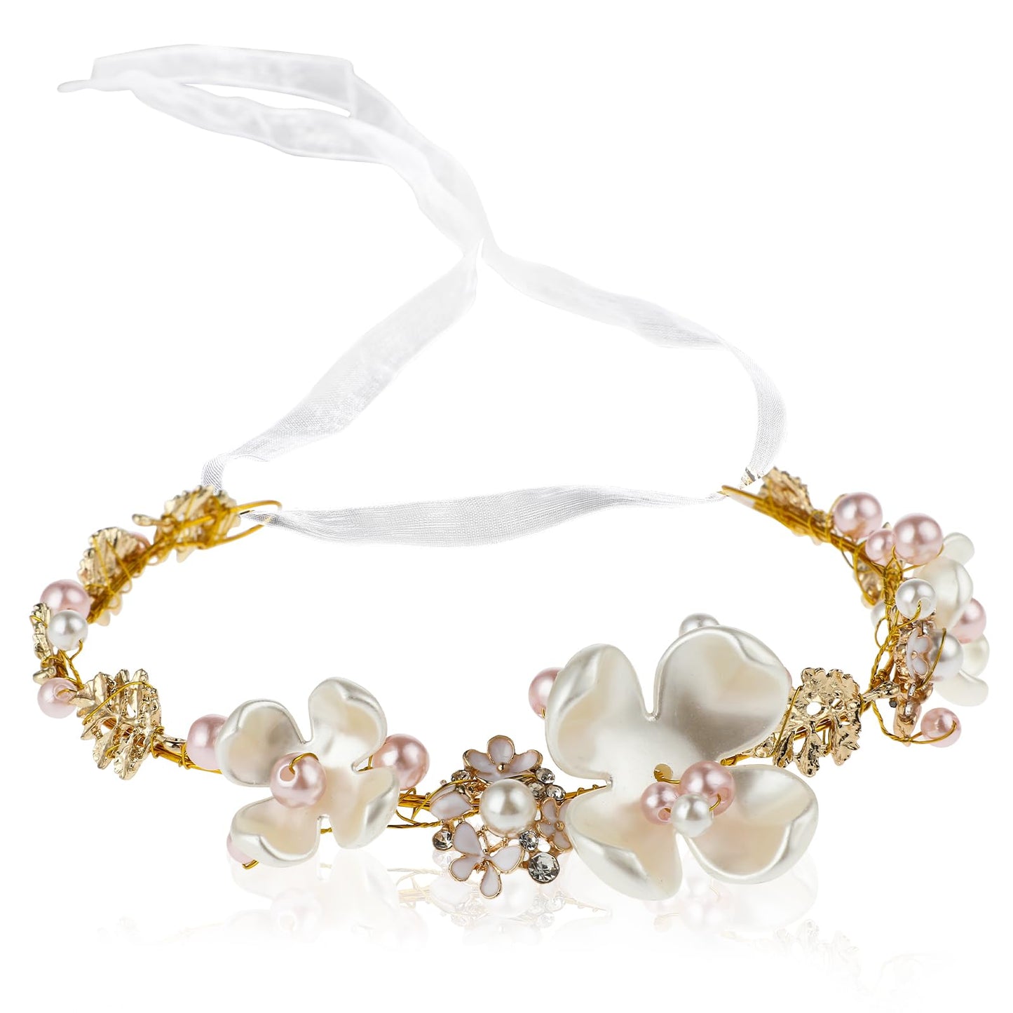 Giantree Flower Girl Headpiece, Wedding Hair Accessories for Kids Wedding Headpiece for Bride Flower Girl Princess Crystal Pearl Hair Accessories for Birthday Party Photography Prom Hair Accessories