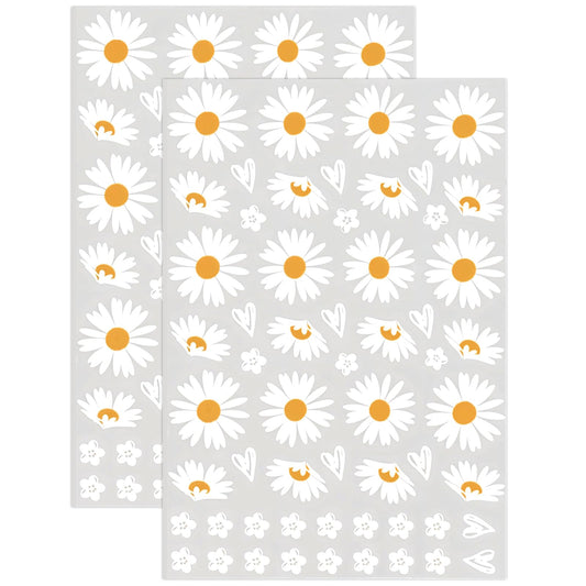 MBAIYO 2 Sheets Bicycle Stickers Daisy Flowers Waterproof Frame Scooter Laptop Mobile Phone Decorative