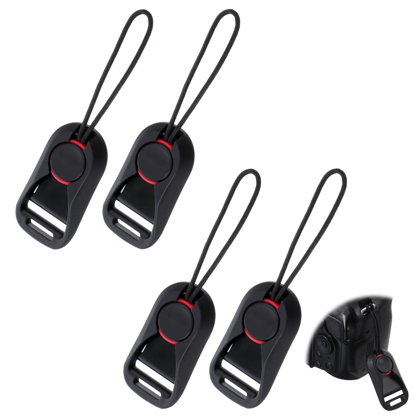 Yuanchu 4 Pcs Quick Release Camera Buckle Combo Buckle Left Anchor for Camera Straps, Quick Release Strap, Micro Single Camera SLR Camera Buckle, Black ,, Black, 5x2.5cm/1.96x0.98in