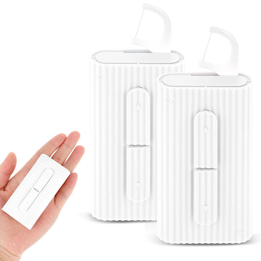 Andibro Portable Dental Floss Boxes, 2pcs Dental Floss Case Floss Pick Dispenser Refillable Floss Holder Travel Oral Care Tool for Teeth Cleaning 10 Adult Floss Picks in Each Case(White)