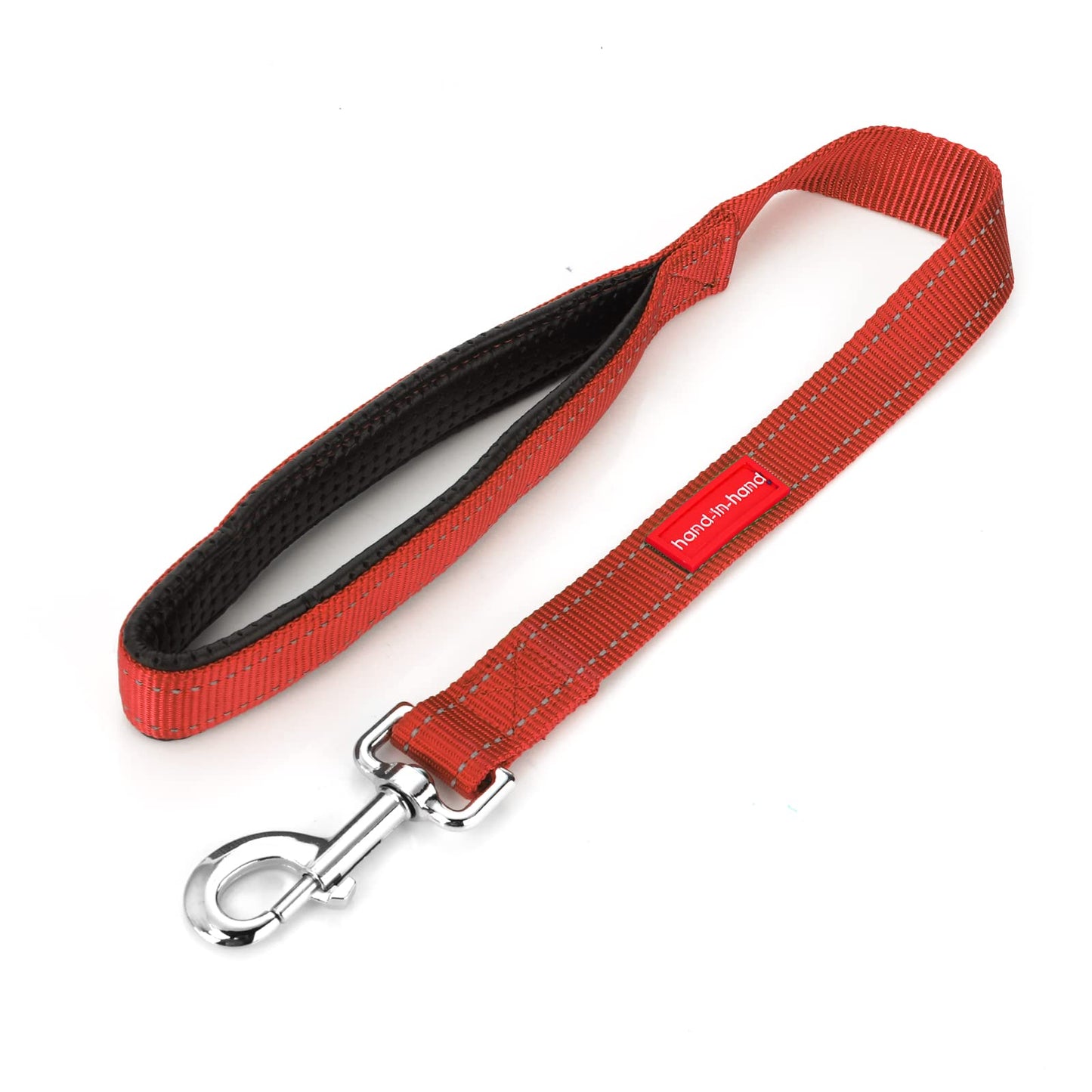 TIESOME Short Dog Leash with Padded Handle, Double Webbing Nylon Reflective Pet Leashes Pet Leash for Walking Training (Red)